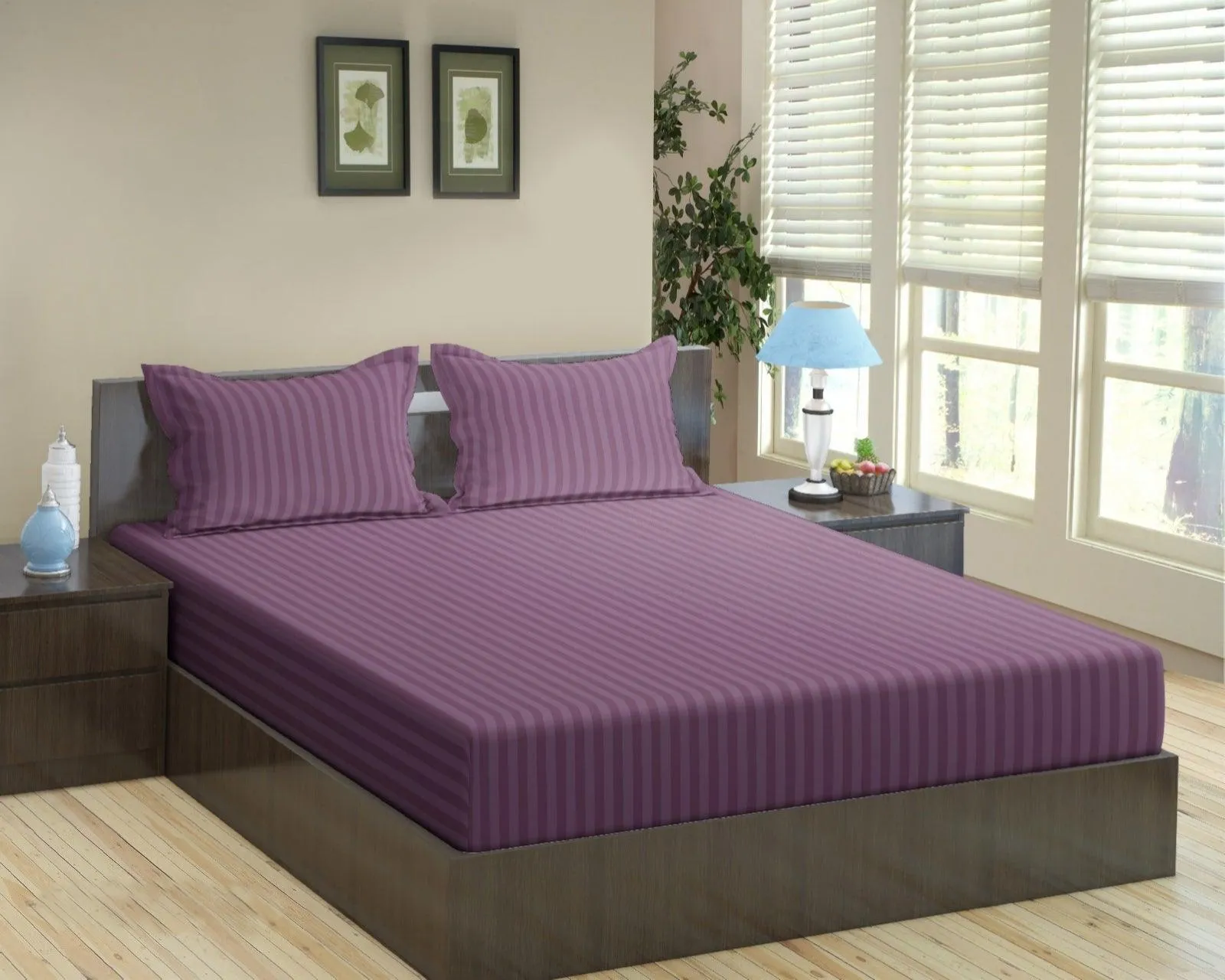 Cotton College/Hostel Bed Sizes Fitted Bedsheet with 1 Pillow Cover(100% Cotton & 200 TC)
