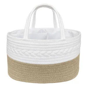 Cotton Rope Nappy Caddy With Divider - Natural/White
