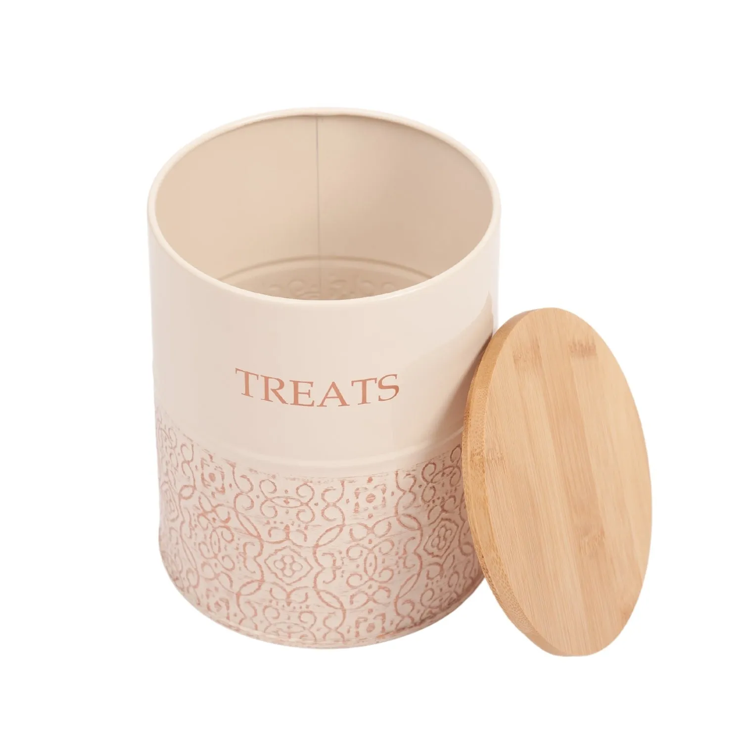 Country Living Dog Treat Containers – Set of 2 Carbon Steel Jars with Bamboo Lids, Stylish Storage for Your Furry Friend's Treats – White Swan by American Pet Supplies
