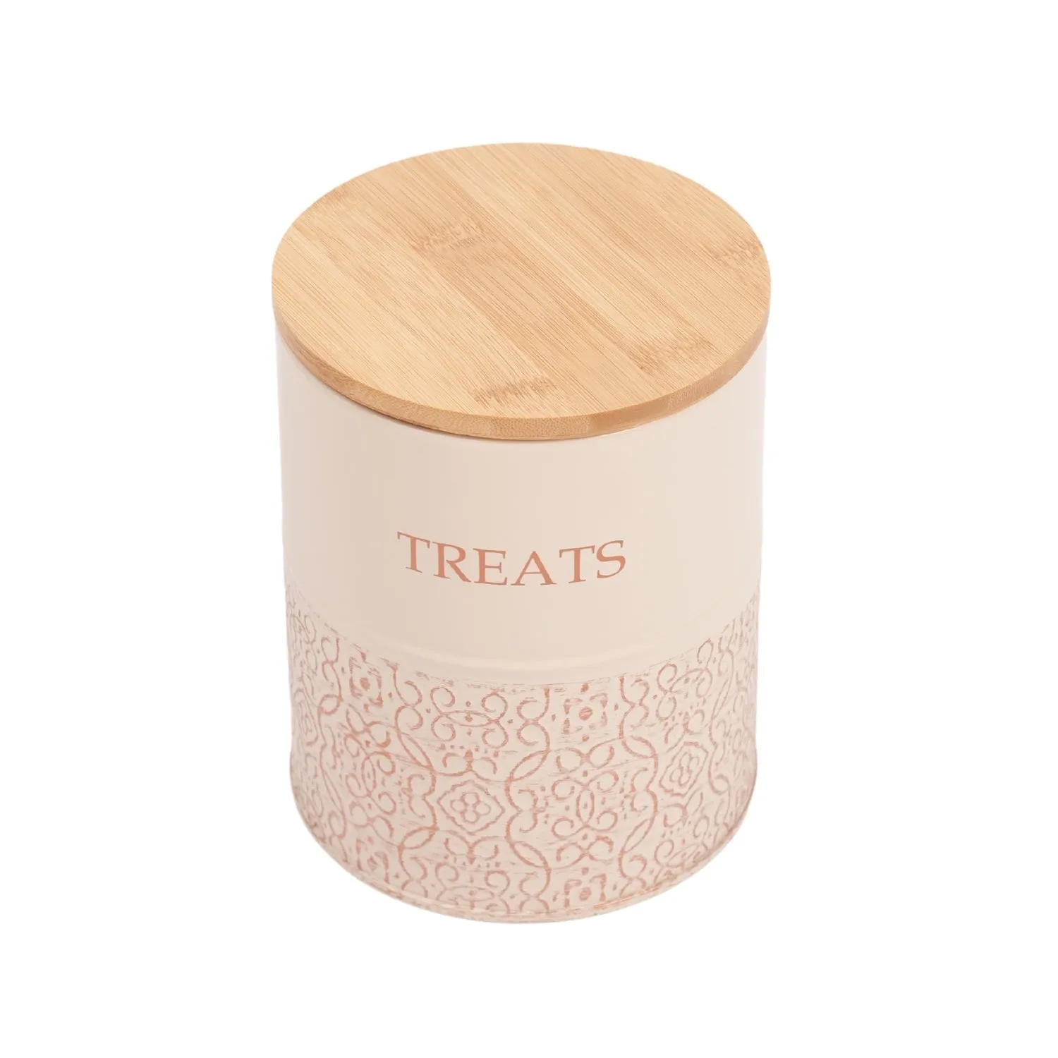 Country Living Dog Treat Containers – Set of 2 Carbon Steel Jars with Bamboo Lids, Stylish Storage for Your Furry Friend's Treats – White Swan by American Pet Supplies