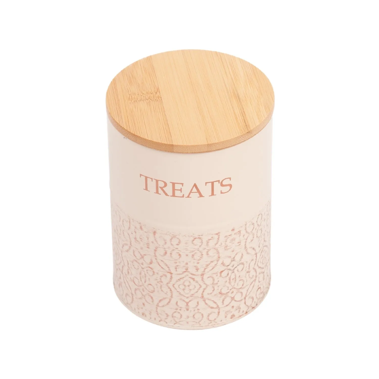 Country Living Dog Treat Containers – Set of 2 Carbon Steel Jars with Bamboo Lids, Stylish Storage for Your Furry Friend's Treats – White Swan by American Pet Supplies