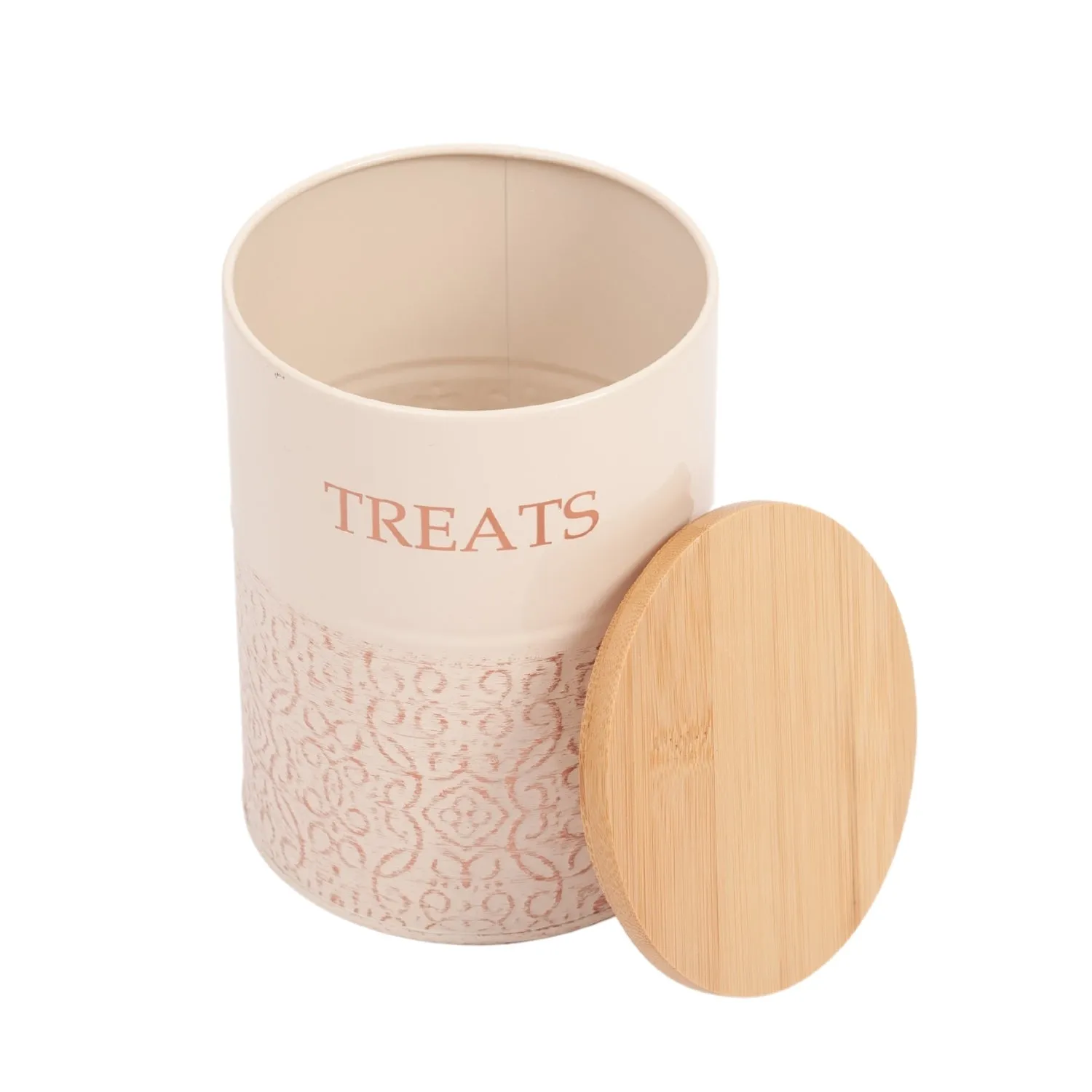 Country Living Dog Treat Containers – Set of 2 Carbon Steel Jars with Bamboo Lids, Stylish Storage for Your Furry Friend's Treats – White Swan by American Pet Supplies