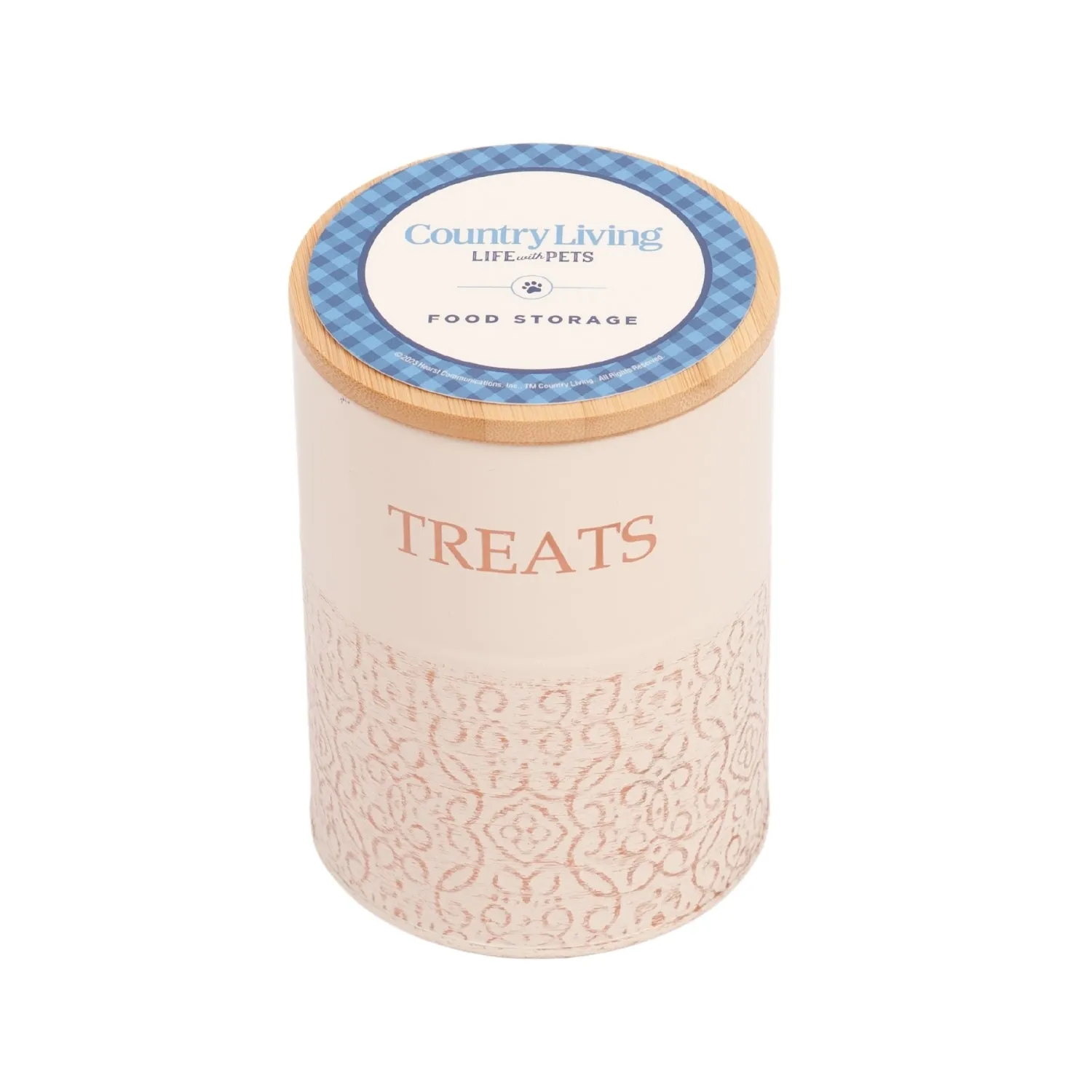 Country Living Dog Treat Containers – Set of 2 Carbon Steel Jars with Bamboo Lids, Stylish Storage for Your Furry Friend's Treats – White Swan by American Pet Supplies