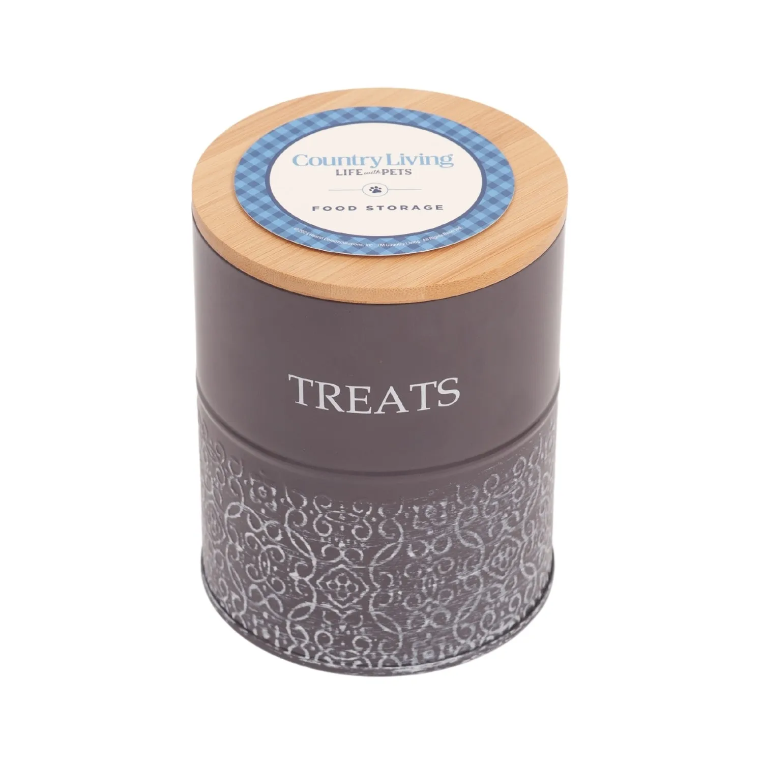 Country Living Set of 2 Volcanic Gray Carbon Steel Dog Treat Containers – Dog Treat Canister, Elegant & Stylish Organization by American Pet Supplies