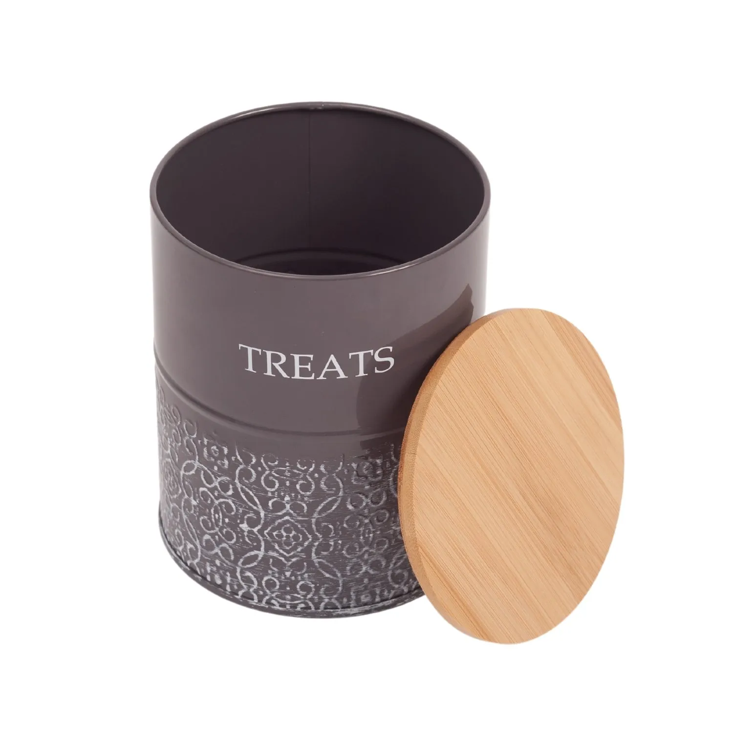 Country Living Set of 2 Volcanic Gray Carbon Steel Dog Treat Containers – Dog Treat Canister, Elegant & Stylish Organization by American Pet Supplies