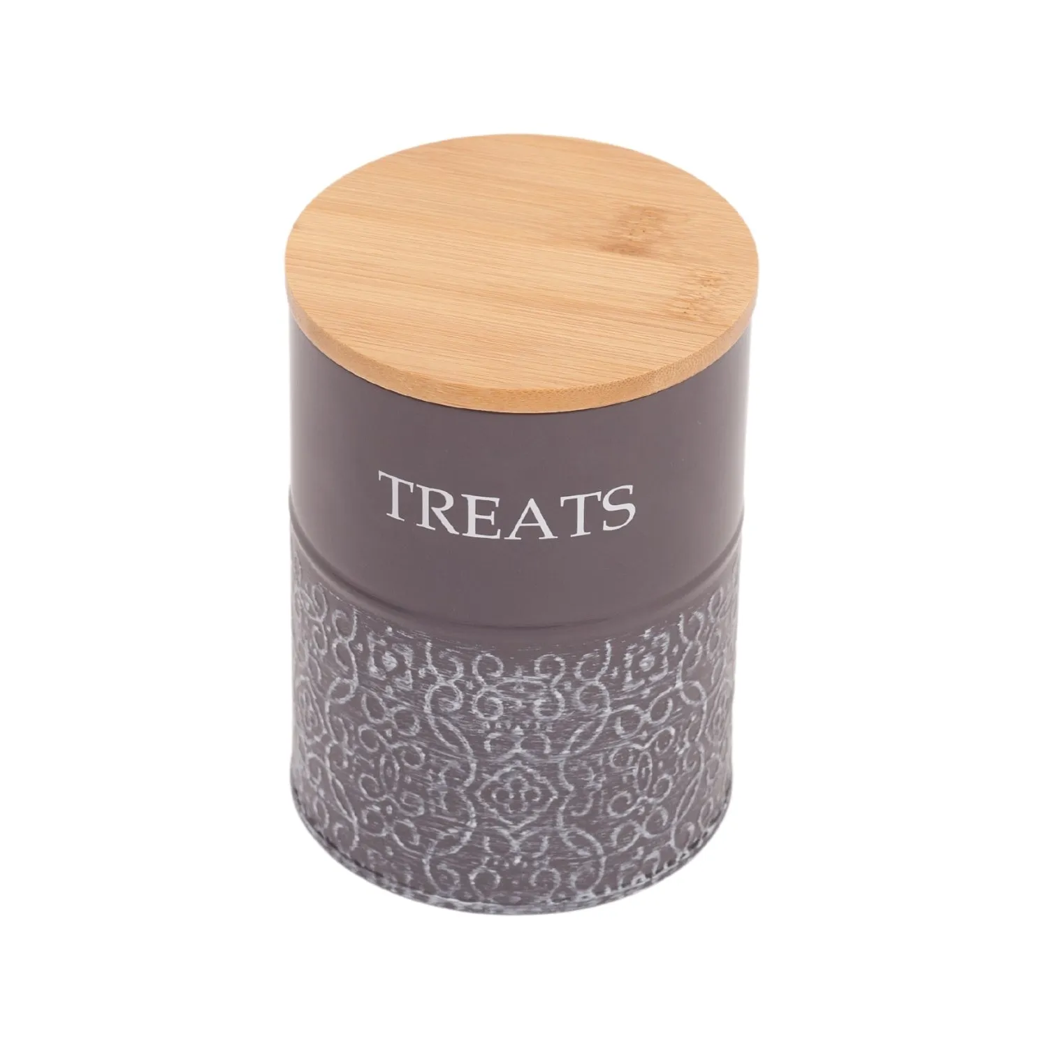 Country Living Set of 2 Volcanic Gray Carbon Steel Dog Treat Containers – Dog Treat Canister, Elegant & Stylish Organization by American Pet Supplies