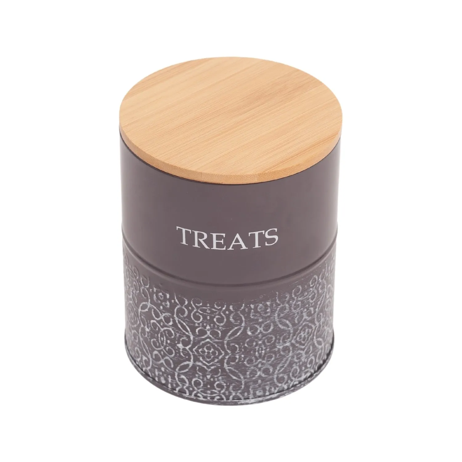 Country Living Set of 2 Volcanic Gray Carbon Steel Dog Treat Containers – Dog Treat Canister, Elegant & Stylish Organization by American Pet Supplies