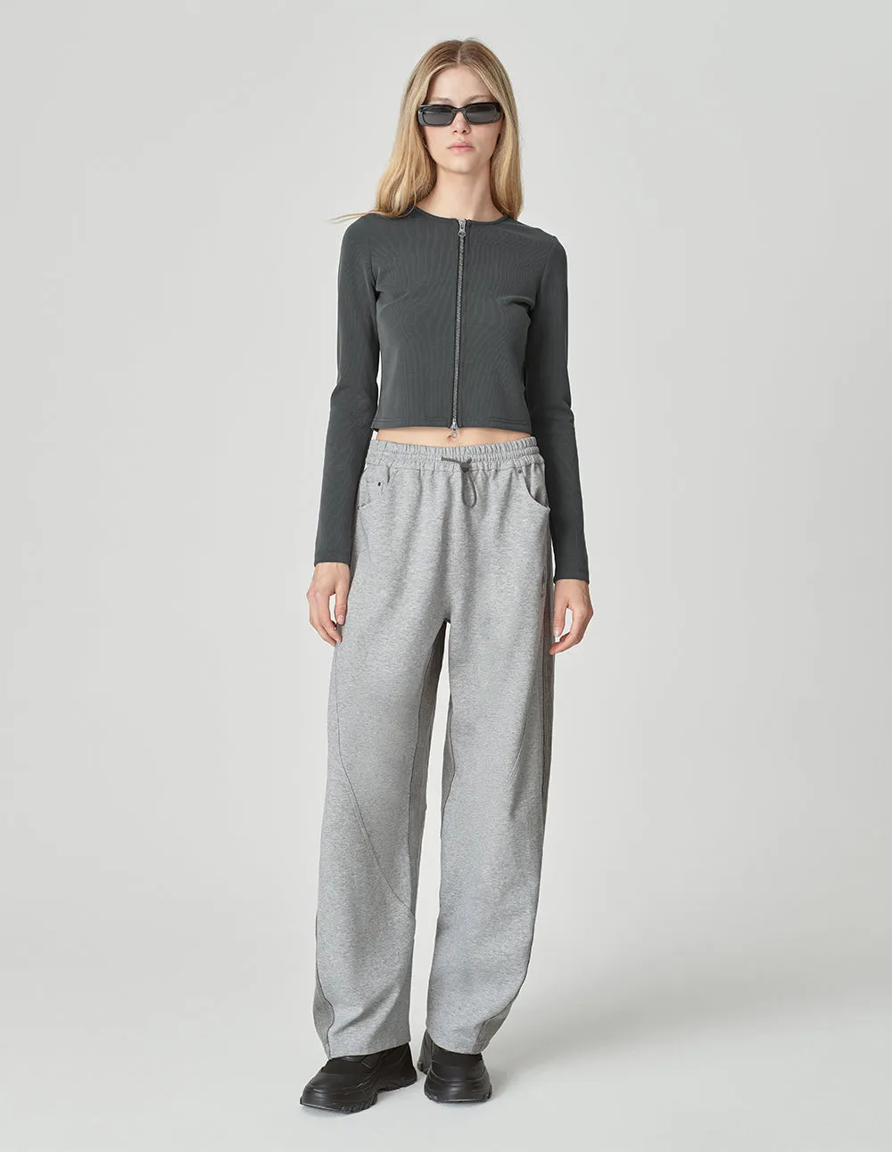 Couple Style Gray Patchwork Denim Casual Pants