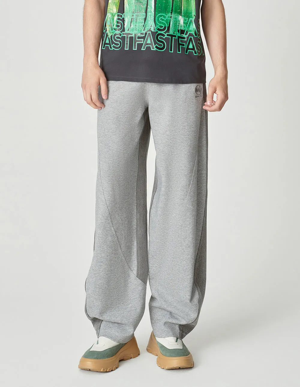 Couple Style Gray Patchwork Denim Casual Pants