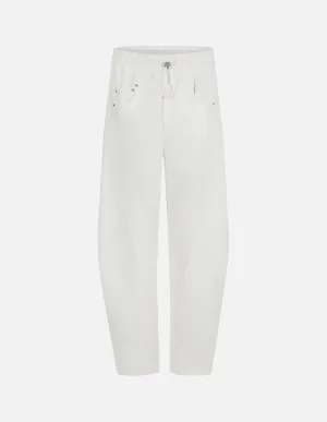 Couple Style Patchwork White Denim Casual Pants
