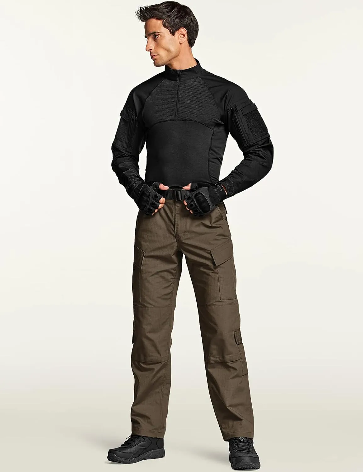 CQR Men's Tactical Combat Cargo Pants, Water Resistant Ripstop, Military Outdoor Hiking Work Apparel