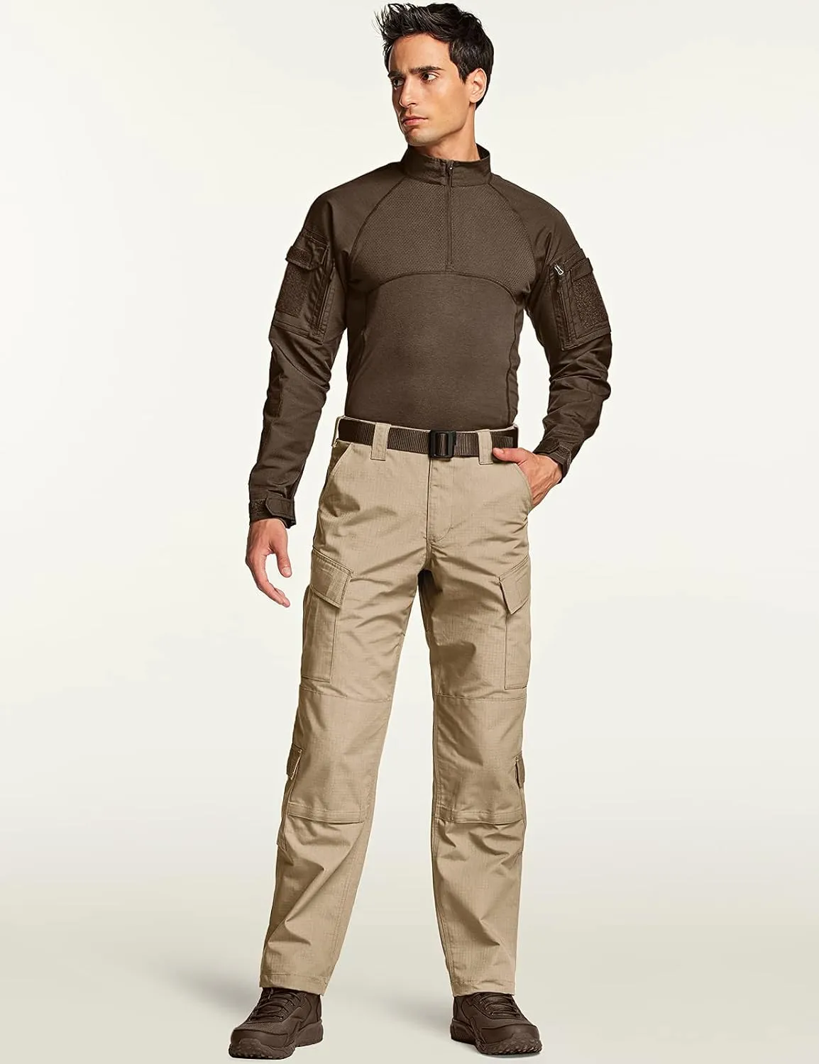 CQR Men's Tactical Combat Cargo Pants, Water Resistant Ripstop, Military Outdoor Hiking Work Apparel