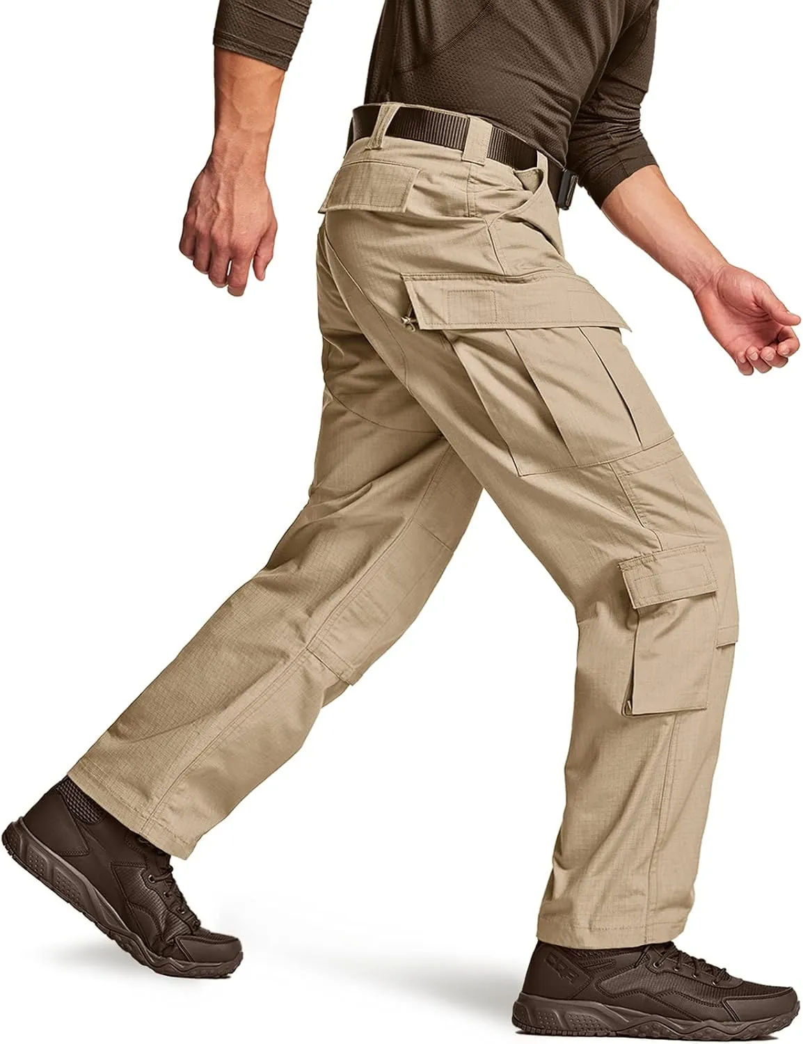 CQR Men's Tactical Combat Cargo Pants, Water Resistant Ripstop, Military Outdoor Hiking Work Apparel