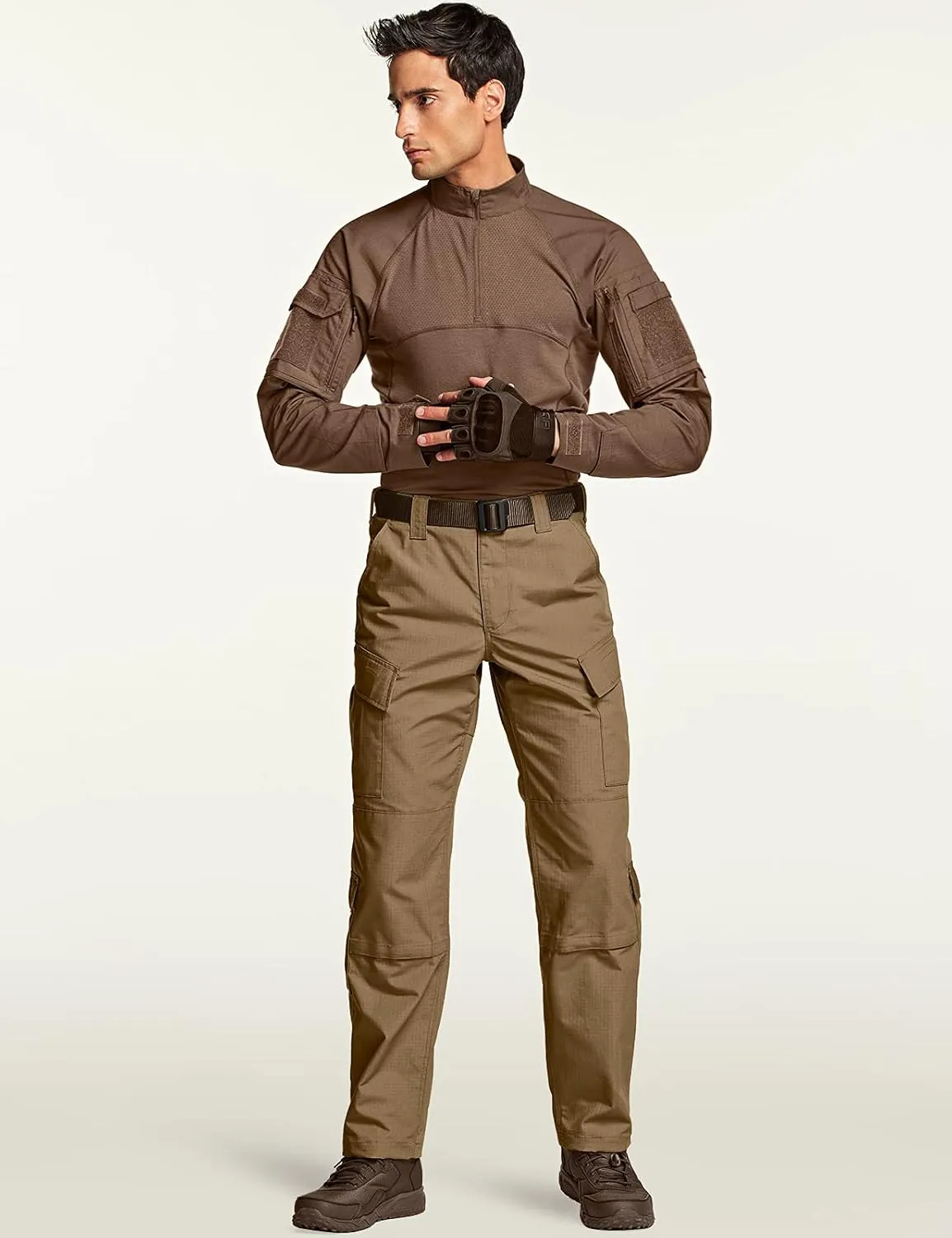 CQR Men's Tactical Combat Cargo Pants, Water Resistant Ripstop, Military Outdoor Hiking Work Apparel