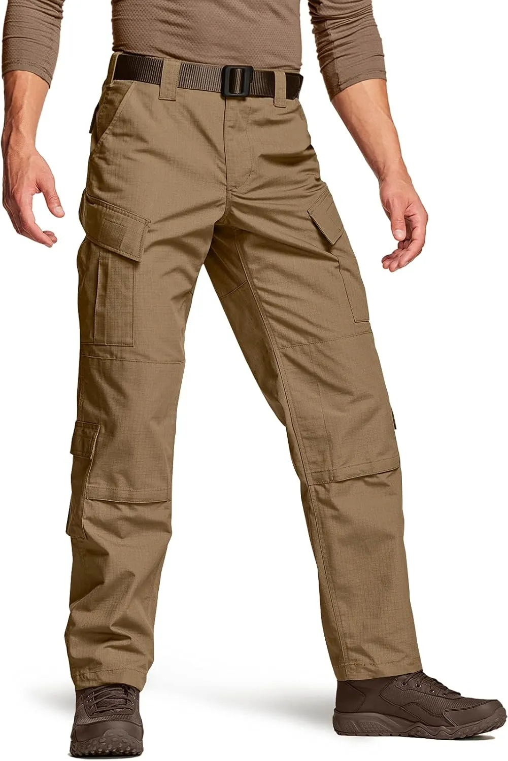 CQR Men's Tactical Combat Cargo Pants, Water Resistant Ripstop, Military Outdoor Hiking Work Apparel