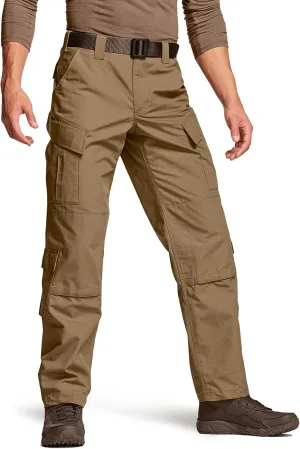 CQR Men's Tactical Combat Cargo Pants, Water Resistant Ripstop, Military Outdoor Hiking Work Apparel