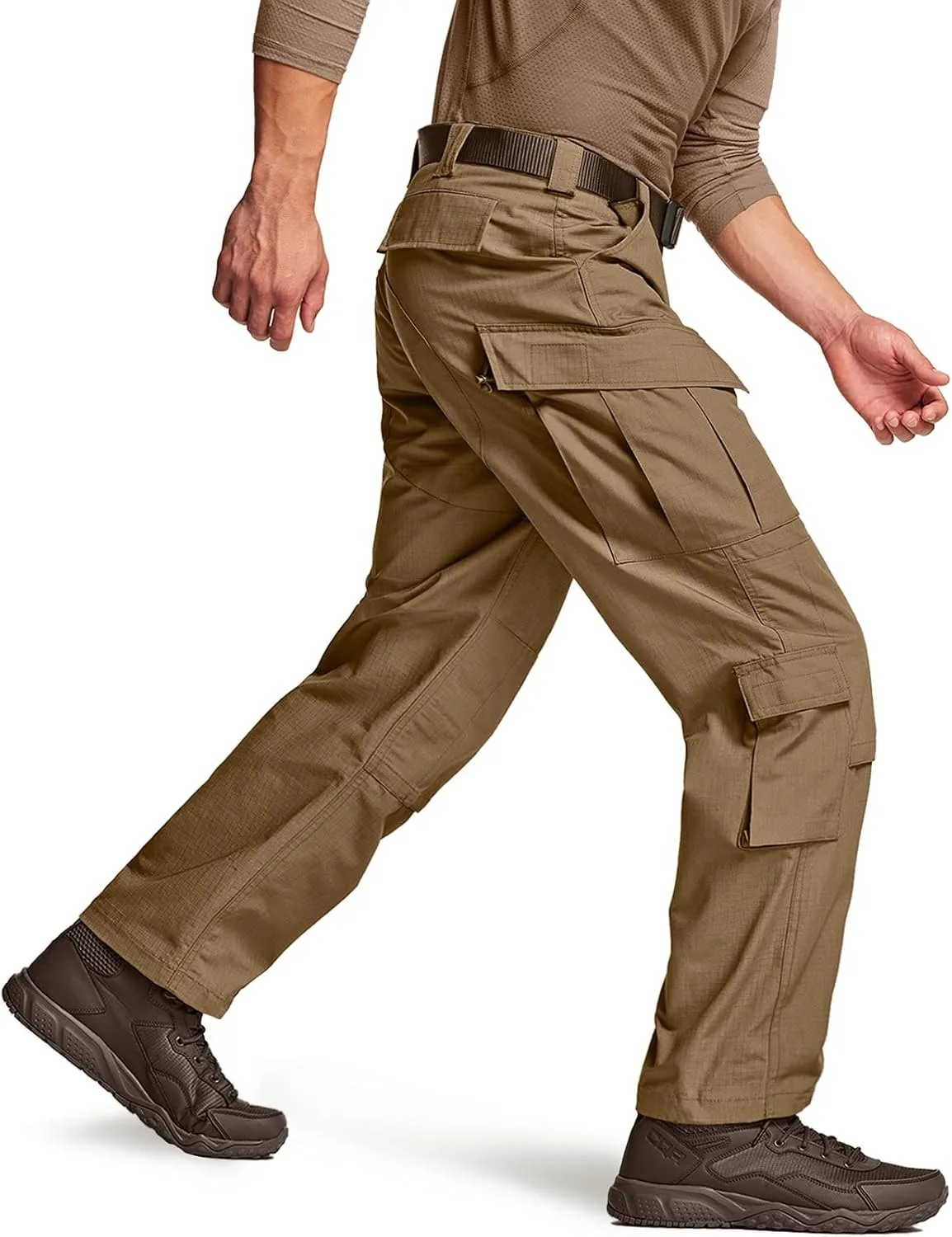 CQR Men's Tactical Combat Cargo Pants, Water Resistant Ripstop, Military Outdoor Hiking Work Apparel
