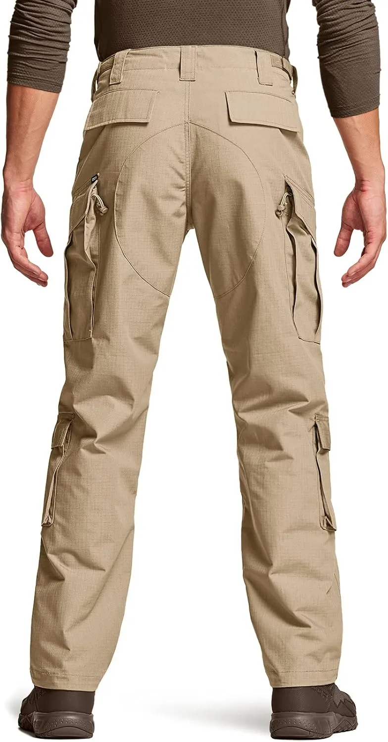 CQR Men's Tactical Combat Cargo Pants, Water Resistant Ripstop, Military Outdoor Hiking Work Apparel