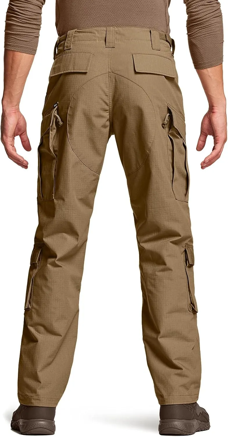 CQR Men's Tactical Combat Cargo Pants, Water Resistant Ripstop, Military Outdoor Hiking Work Apparel