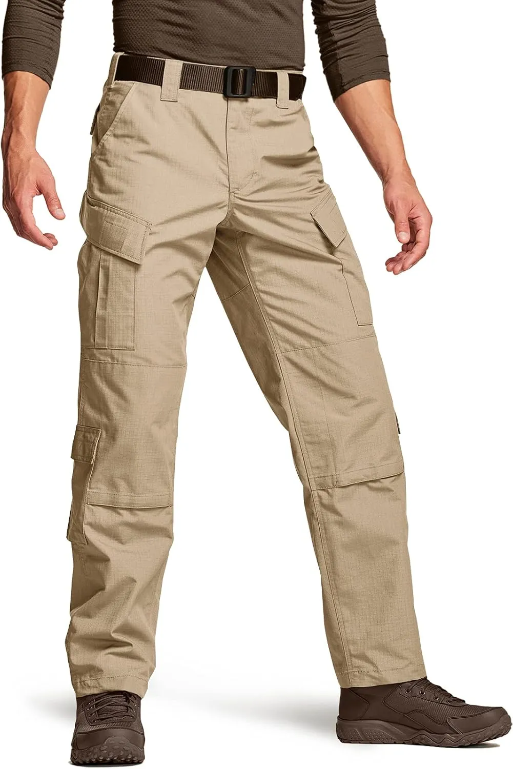 CQR Men's Tactical Combat Cargo Pants, Water Resistant Ripstop, Military Outdoor Hiking Work Apparel
