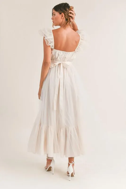 Cream Ruffle Maxi Dress