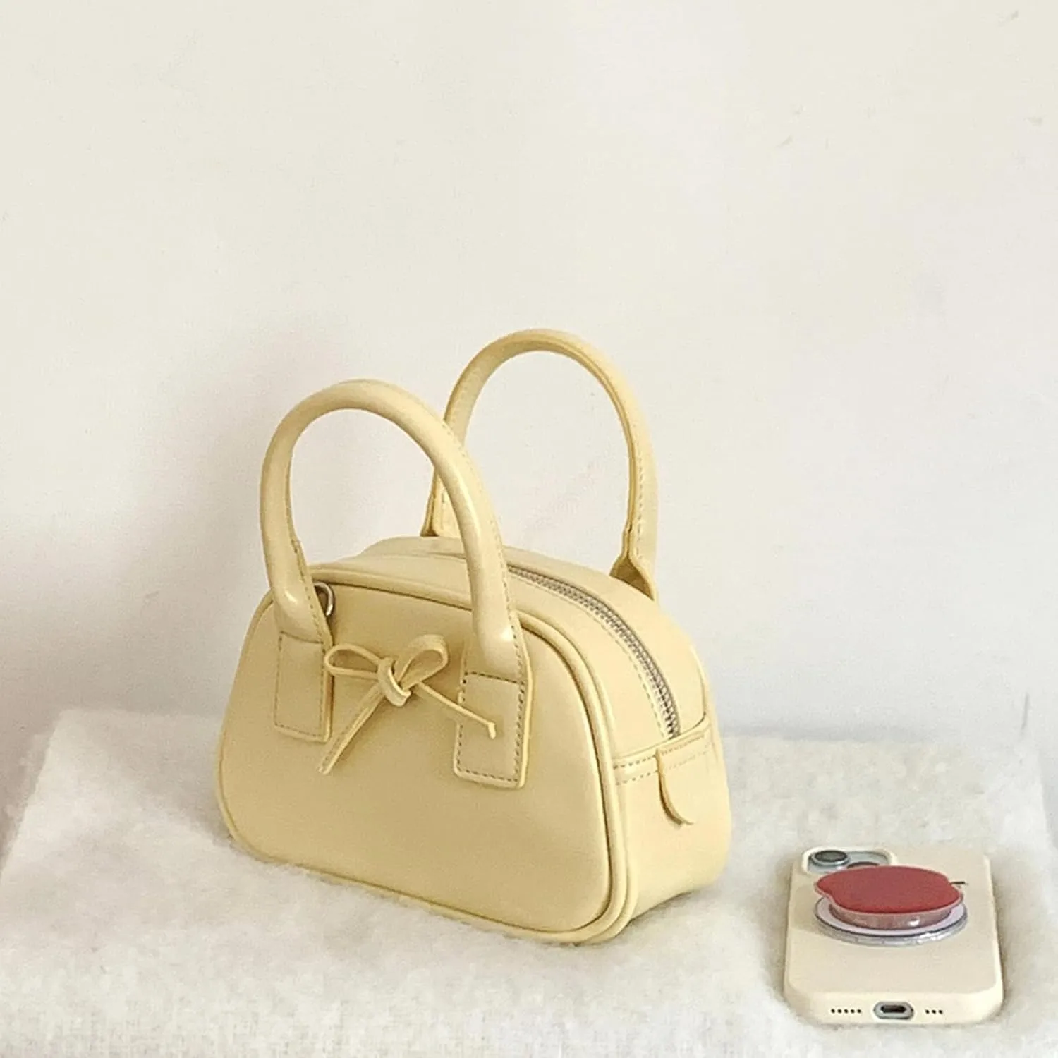 Creative Bows Aesthetic Shoulder Bag PU Leather Handbag Stylish Crossbody Bags Casual Satchel Purse For Everyday Use