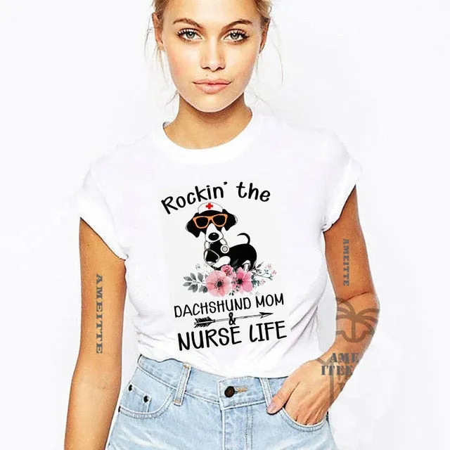 Cute Dachshund Mom T-Shirt for Women