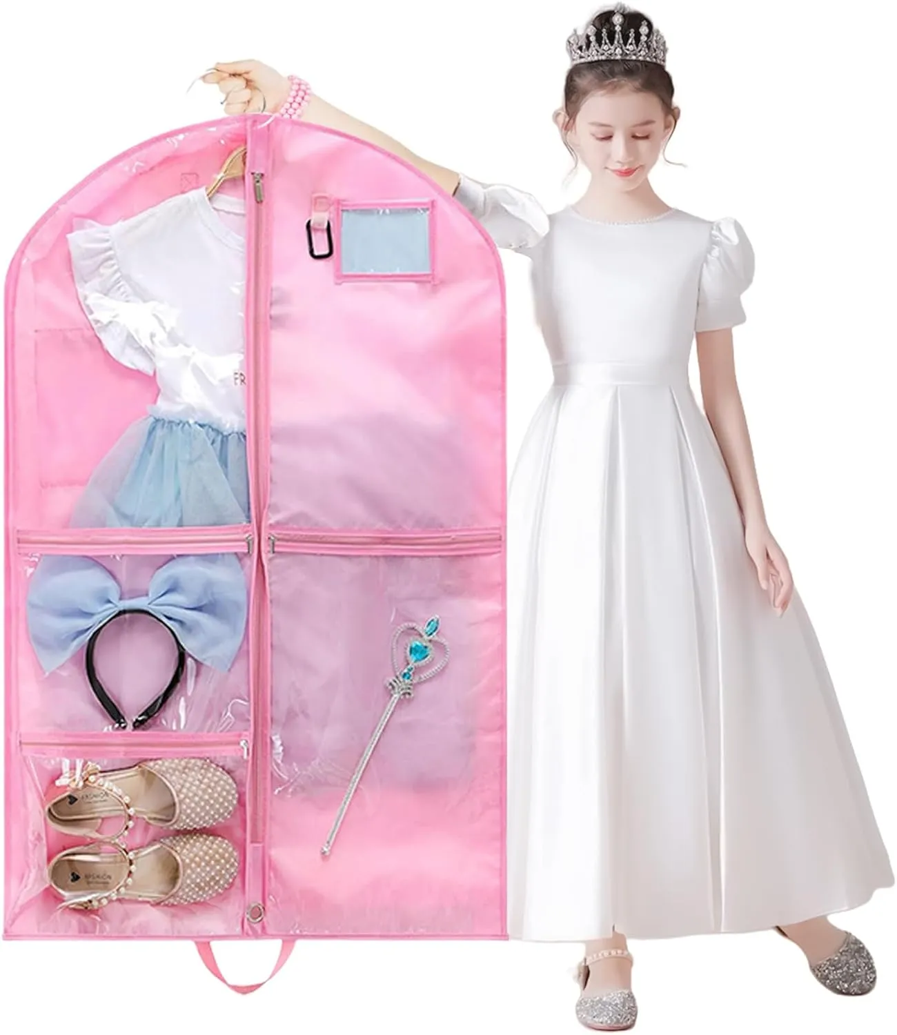 Dancewear Garment Sleeve For Kids Multipurpose Dance Dress Storage Bag With Multiple Pockets Portable Costume