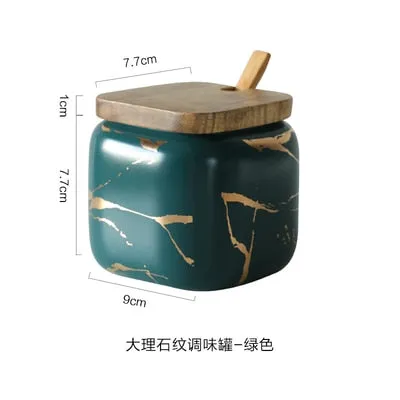 DARK GREEN CERAMIC SPICE JARS