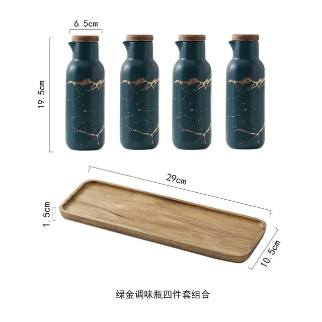 DARK GREEN CERAMIC SPICE JARS