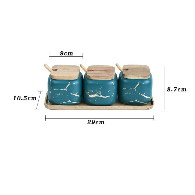 DARK GREEN CERAMIC SPICE JARS