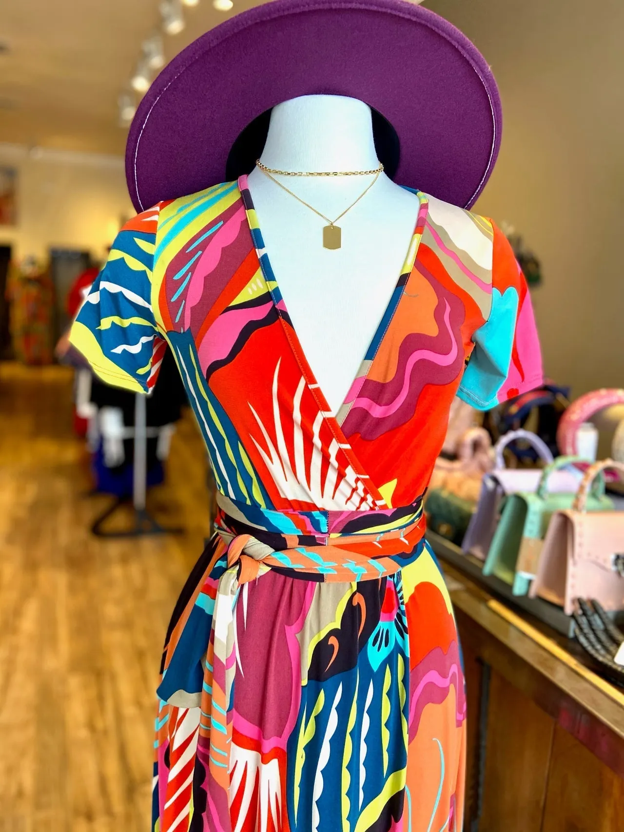 Deep V Neck Waist Tye Dress