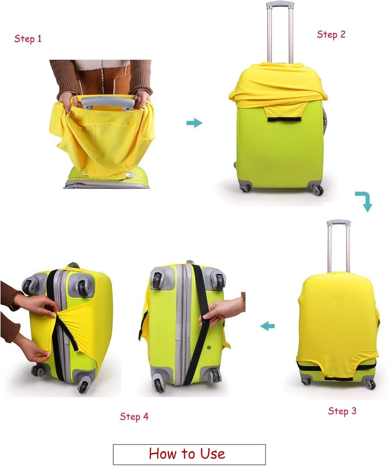 Denim 3D Cute cat Dog Styles Washable Print Luggage Cover Protector Suitcase Cover Carry On Cover with Zipper Fits 18-32 Inch Luggage for Holiday Travel and Great Gift Idea (Cat Yellow, S)