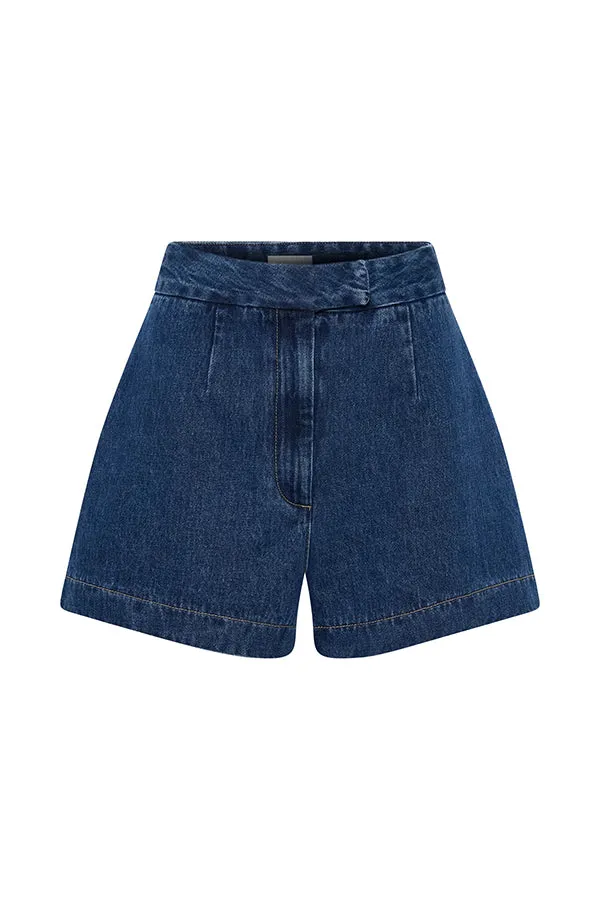 Denim High Waist Relaxed Fit Shorts
