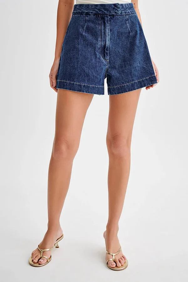 Denim High Waist Relaxed Fit Shorts