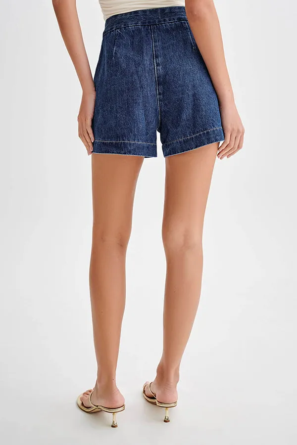 Denim High Waist Relaxed Fit Shorts