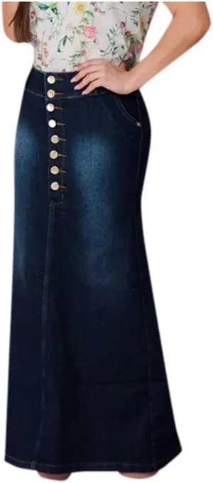 Denim Skirts for Women Stretch Denim Skirt Ladies Pencil Jeans Skirt Bodycon Slimming Long Skirt Knee Length Pencil Skirt