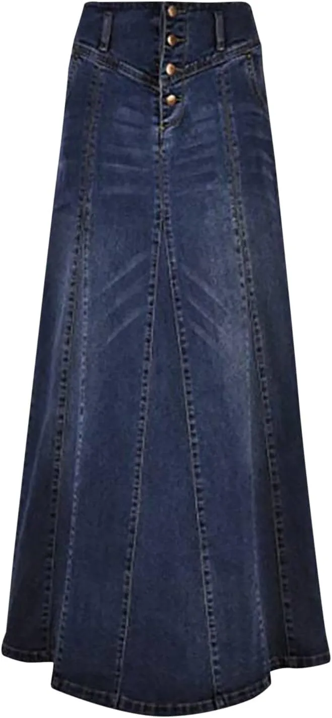 Denim Skirts for Women Stretch Denim Skirt Ladies Pencil Jeans Skirt Bodycon Slimming Long Skirt Knee Length Pencil Skirt