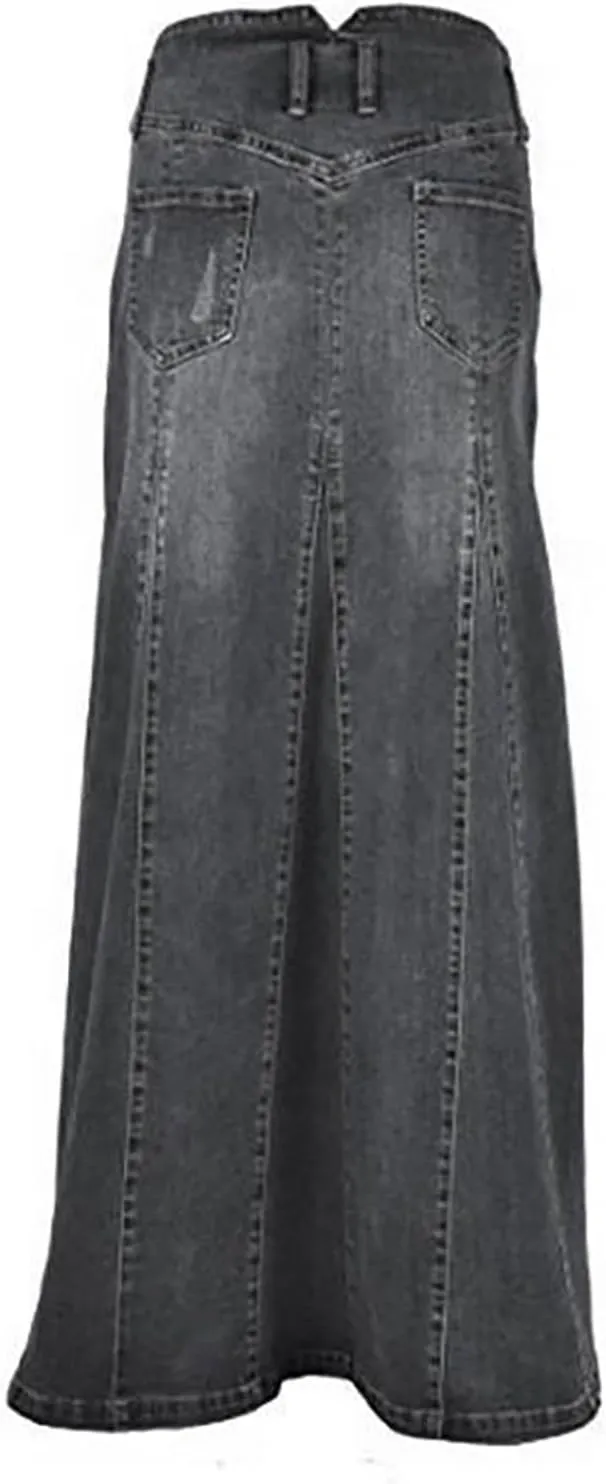 Denim Skirts for Women Stretch Denim Skirt Ladies Pencil Jeans Skirt Bodycon Slimming Long Skirt Knee Length Pencil Skirt