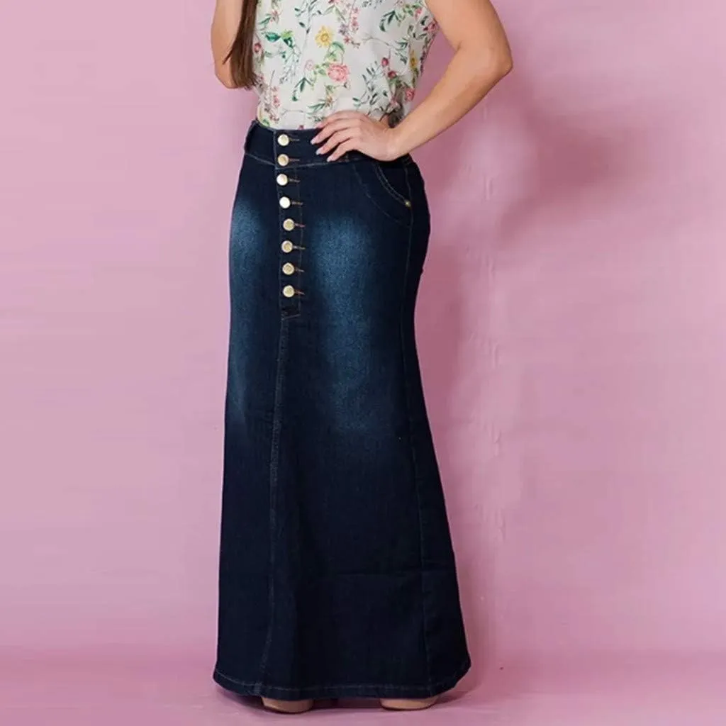 Denim Skirts for Women Stretch Denim Skirt Ladies Pencil Jeans Skirt Bodycon Slimming Long Skirt Knee Length Pencil Skirt