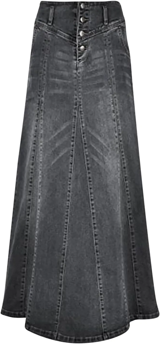 Denim Skirts for Women Stretch Denim Skirt Ladies Pencil Jeans Skirt Bodycon Slimming Long Skirt Knee Length Pencil Skirt