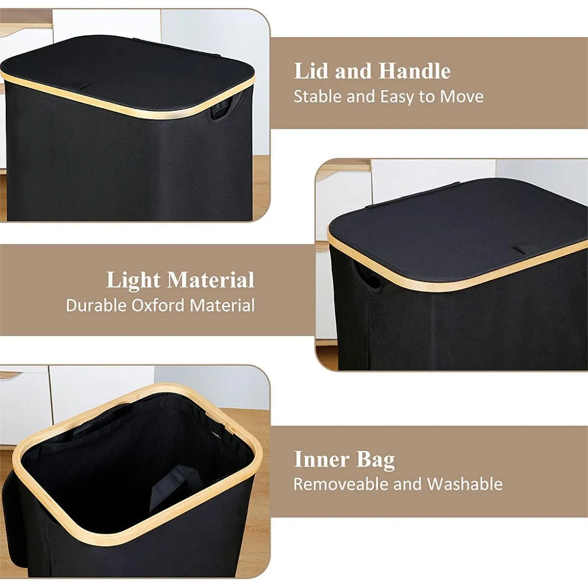Dirty Clothes Basket with Lid Large Capacity