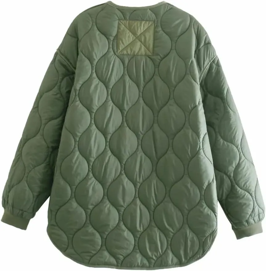 Disimlarl Women's Double-Sided Wear Cotton-Padded Jacket Loose Straight Casual Jacket With Pockets Coat
