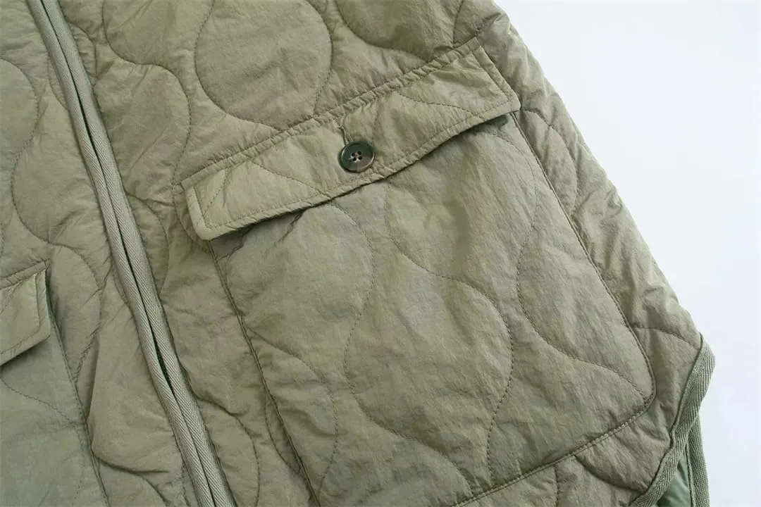 Disimlarl Women's Double-Sided Wear Cotton-Padded Jacket Loose Straight Casual Jacket With Pockets Coat