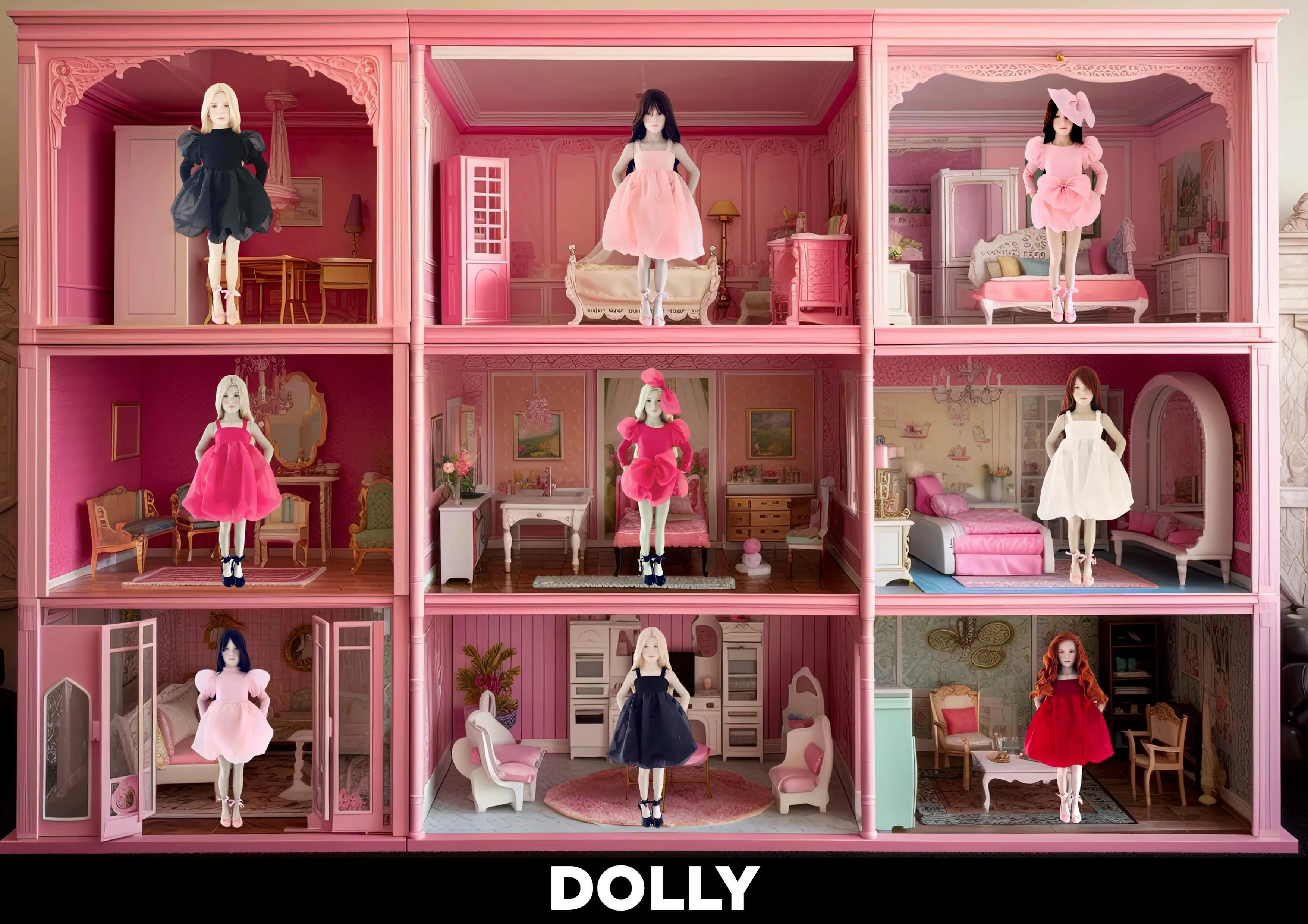 DOLLY WORLD PUFF LONG SLEEVE ORGANZA TOP WITH COTTON BODY dollypink