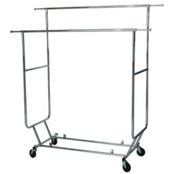 DOUBLE-RAIL ADJUSTABLE CLOTHING RACK CHROME