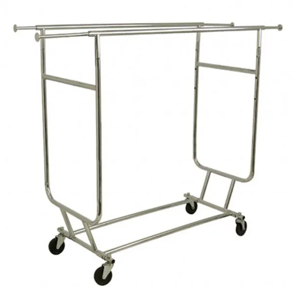 DOUBLE-RAIL ADJUSTABLE CLOTHING RACK CHROME