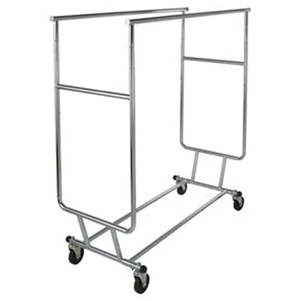 DOUBLE-RAIL ADJUSTABLE CLOTHING RACK CHROME