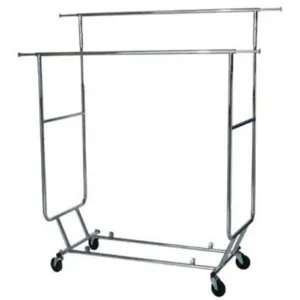 DOUBLE-RAIL ADJUSTABLE CLOTHING RACK CHROME