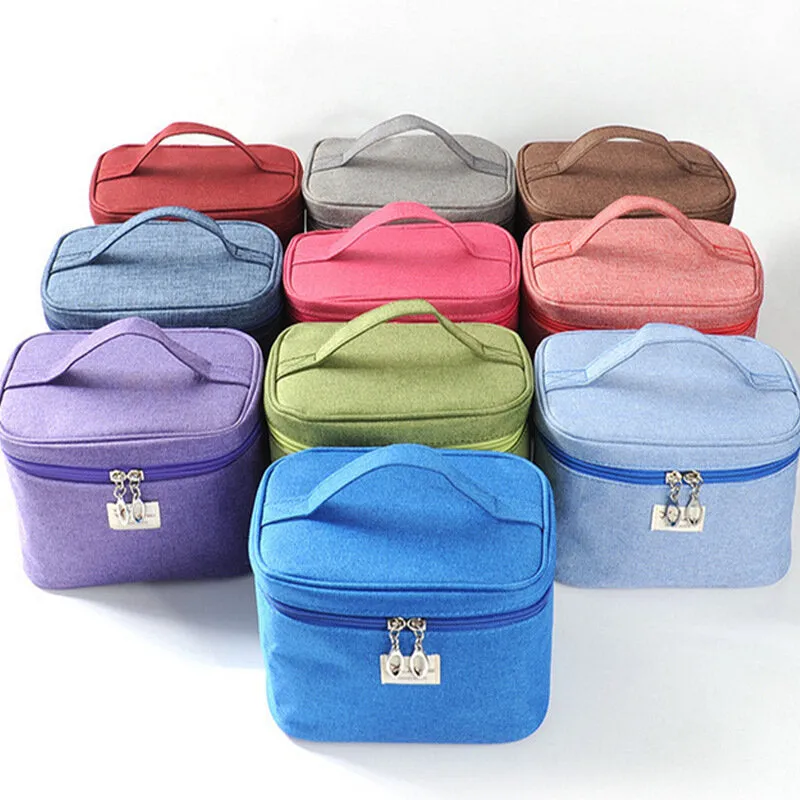 Durable Canvas Portable Travel Storage Bag - Cosmetic Makeup Organizer